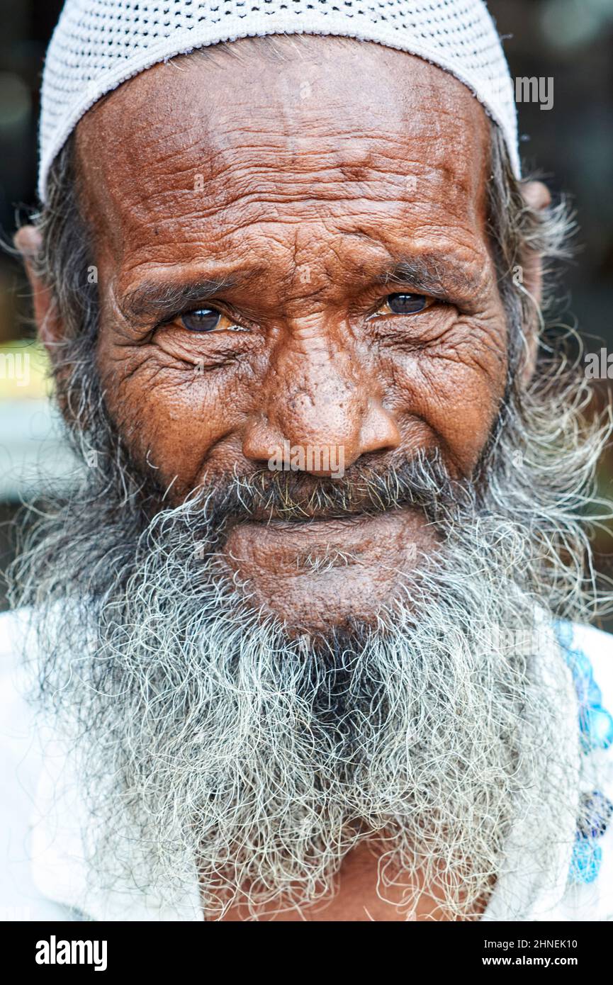 Inde Rajasthan Jodhpur. Portrait d'un vieil homme Banque D'Images