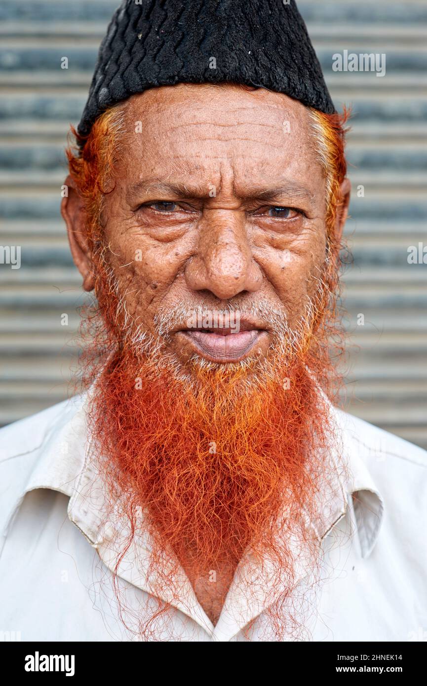 Inde Rajasthan Jodhpur. Portrait d'un homme avec une barbe rouge Banque D'Images