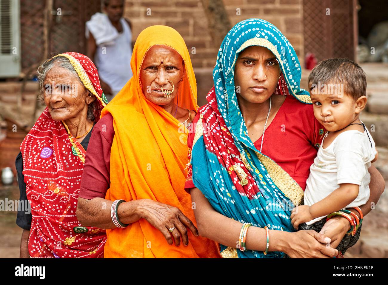 Inde Rajasthan Jodhpur. Portrait des femmes et de l'enfant Banque D'Images