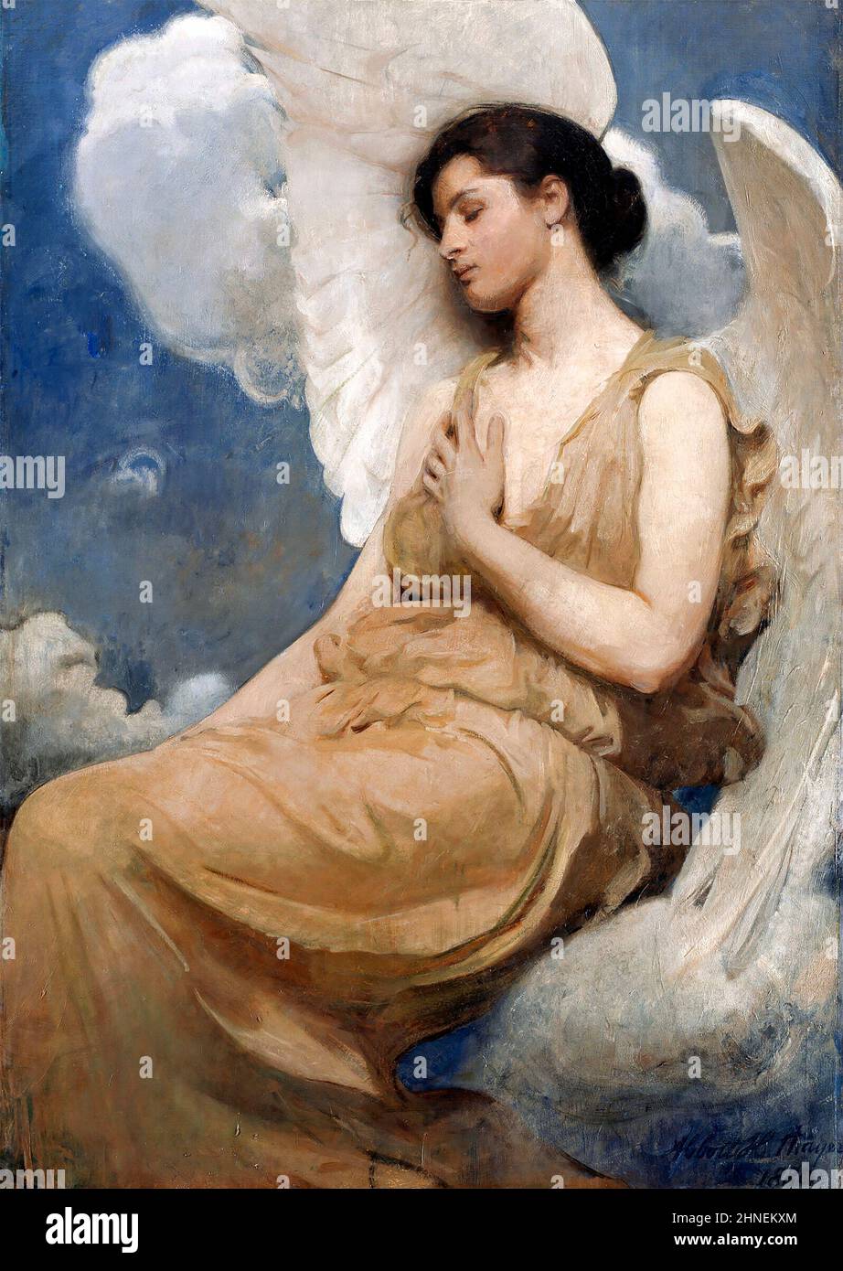 Figure ailée par l'artiste américain Abbott Handerson Thayer (1849-1921), huile sur toile, 1889 Banque D'Images