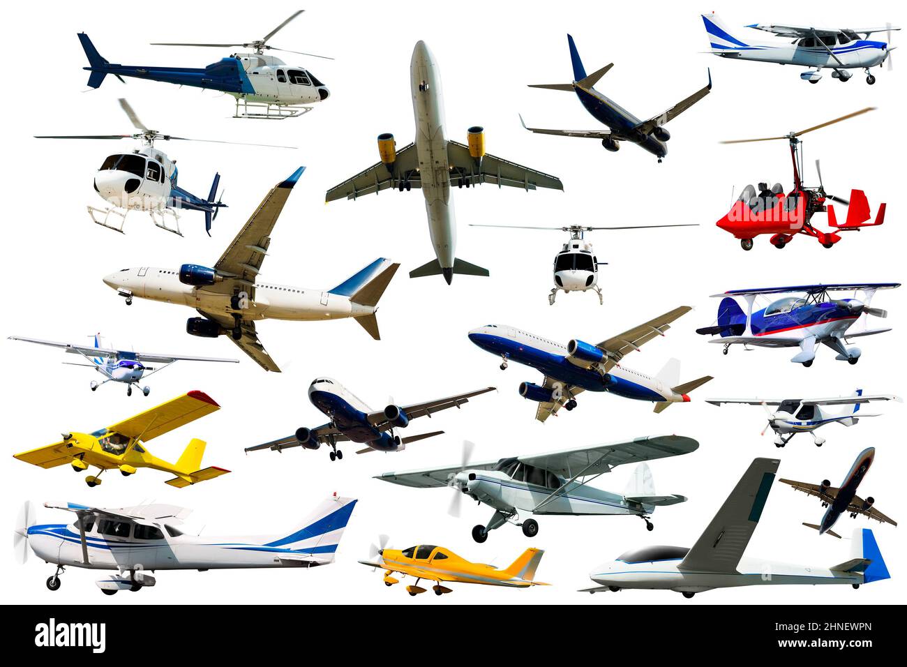 Différents avions isolés sur blanc Banque D'Images