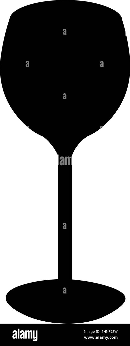 Illustration vectorielle de l'émoticône de la silhouette noire d'un verre à vin Illustration de Vecteur