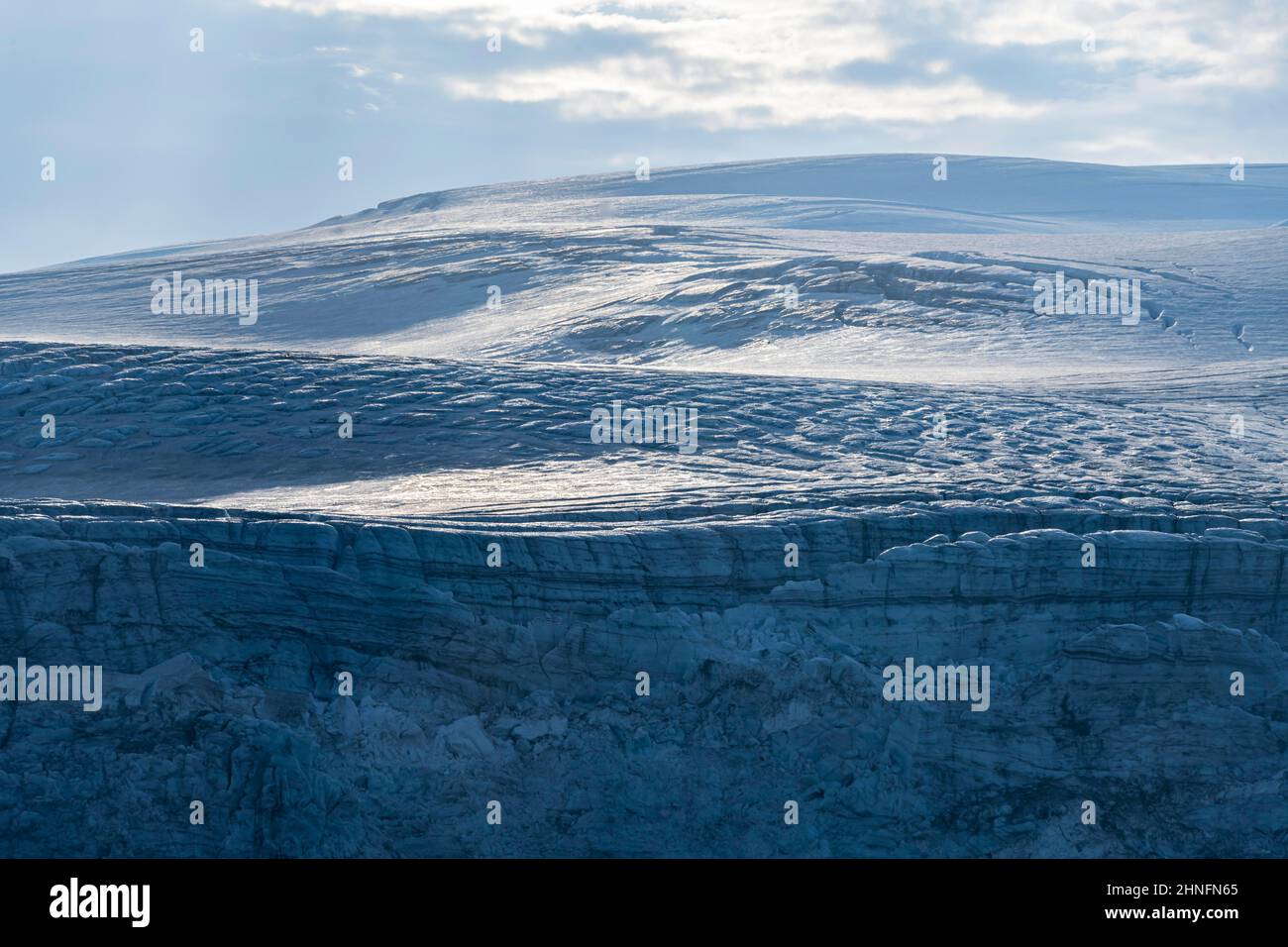 Paysage spectaculaire, glacier de Myrdalsjoekull, Pakgil, Islande Banque D'Images