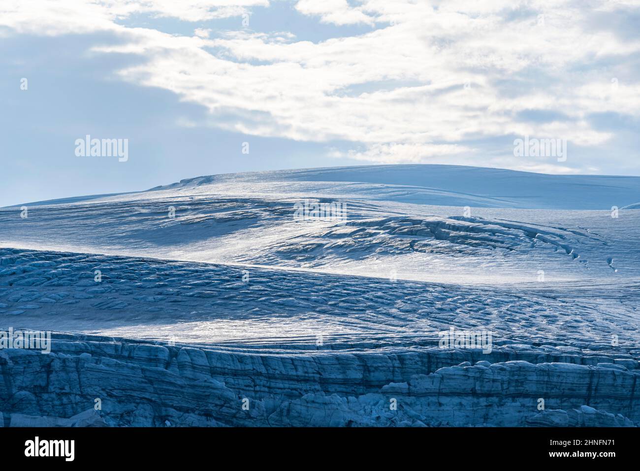 Paysage spectaculaire, glacier de Myrdalsjoekull, Pakgil, Islande Banque D'Images