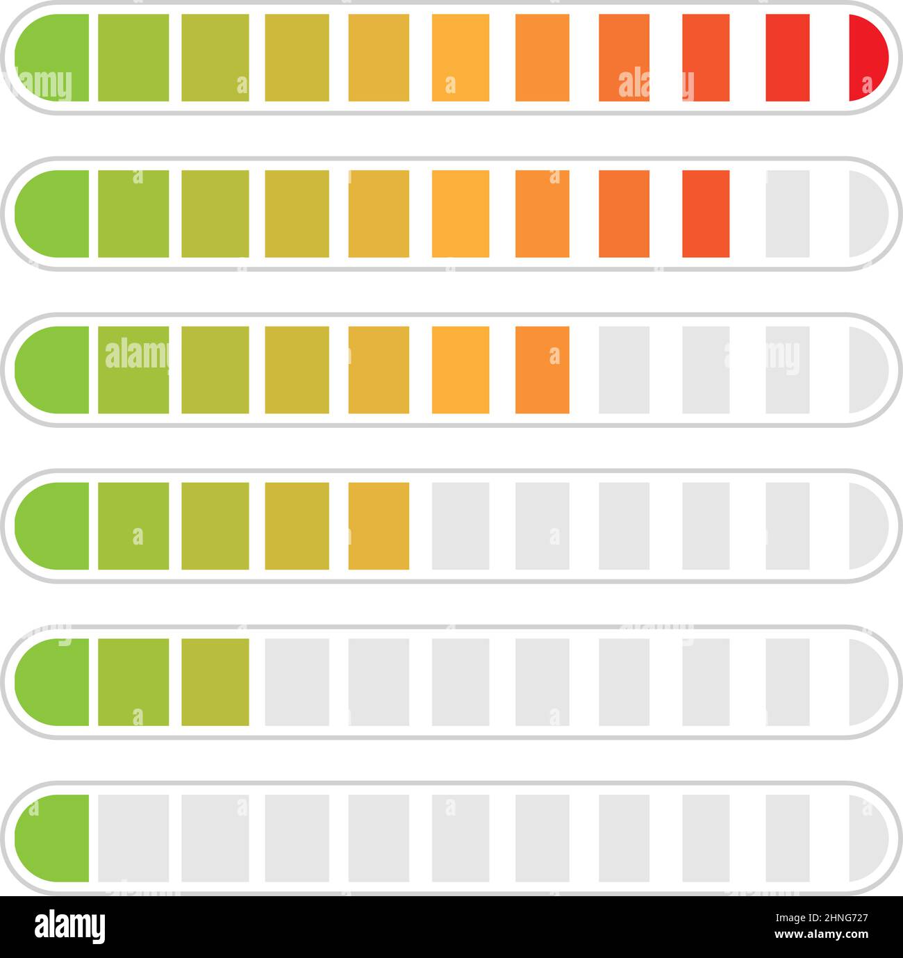 Barre de progression. Étapes, phases, indicateur de niveau. Mètre à ...
