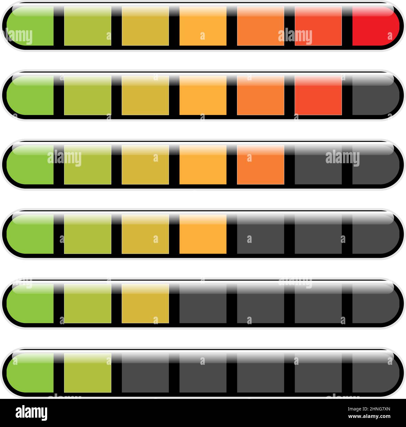 Barre de progression. Étapes, phases, indicateur de niveau. Mètre à ...