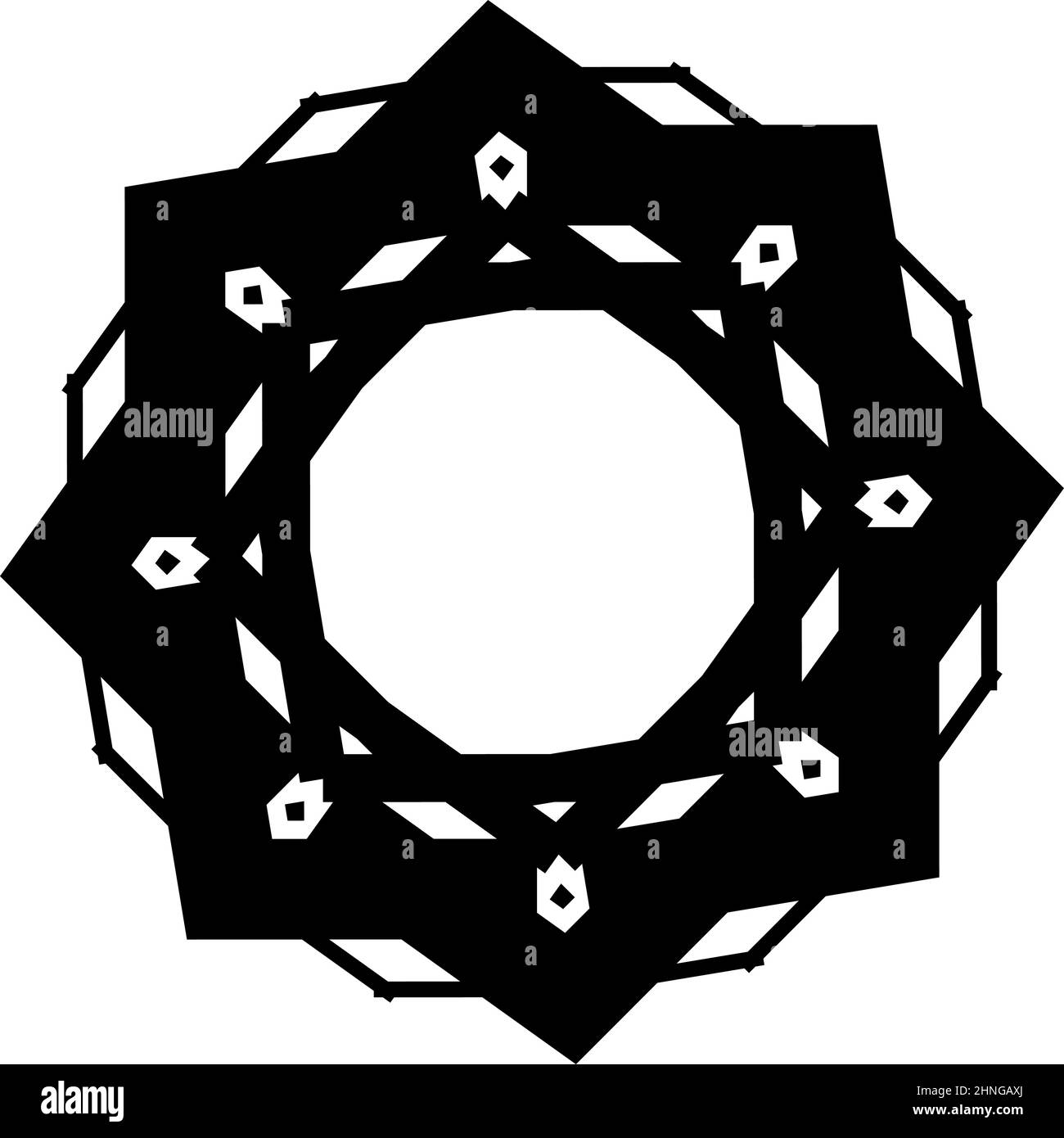 Mandala symétrique, circulaire symétrique, icône de cercle géométrique abstrait de motif, symbole - illustration vectorielle de stock, graphiques clip-art Illustration de Vecteur