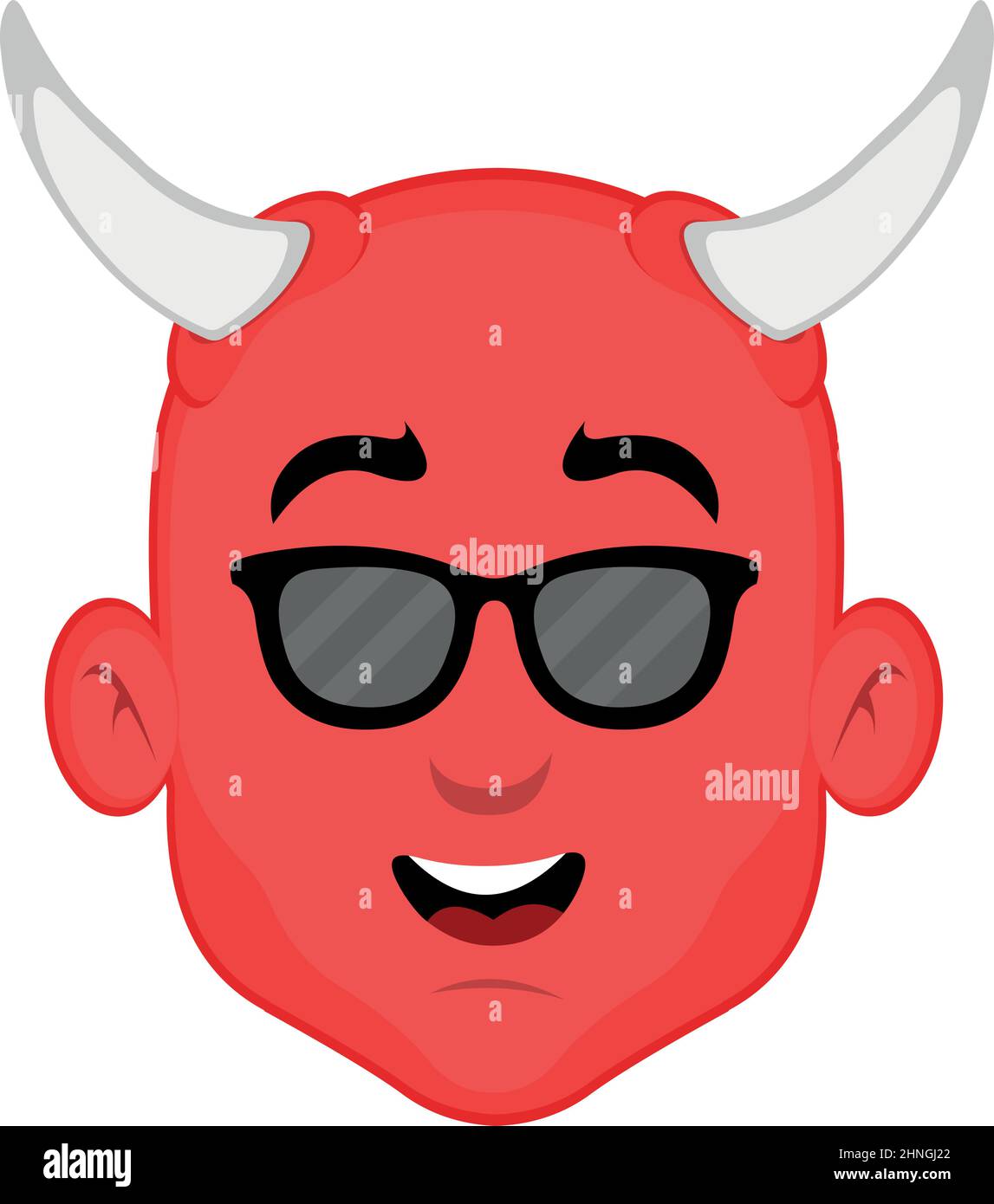 Illustration vectorielle du visage d'un diable de dessin animé avec des lunettes de soleil Illustration de Vecteur