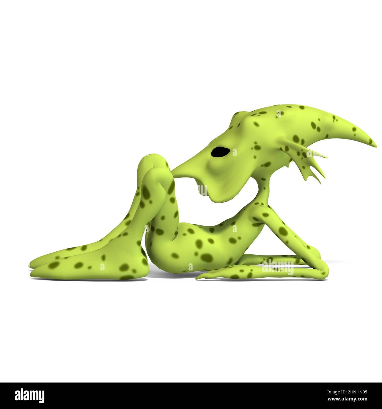 3D-illustration d'un dessin animé extraterrestre mignon et drôle sur le sol Banque D'Images