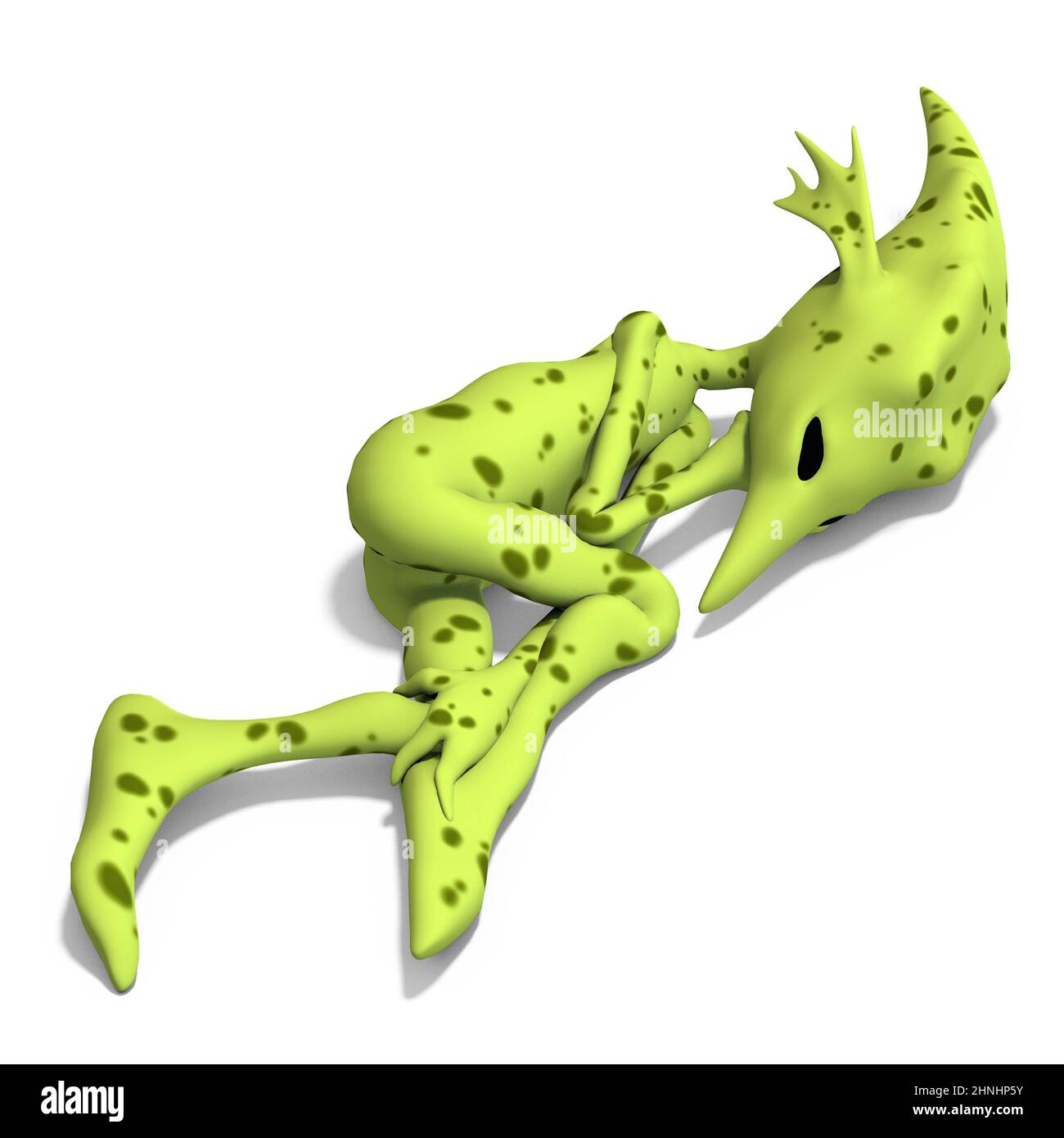 3D-illustration d'un mignon et drôle de dessin animé étranger dormir Banque D'Images