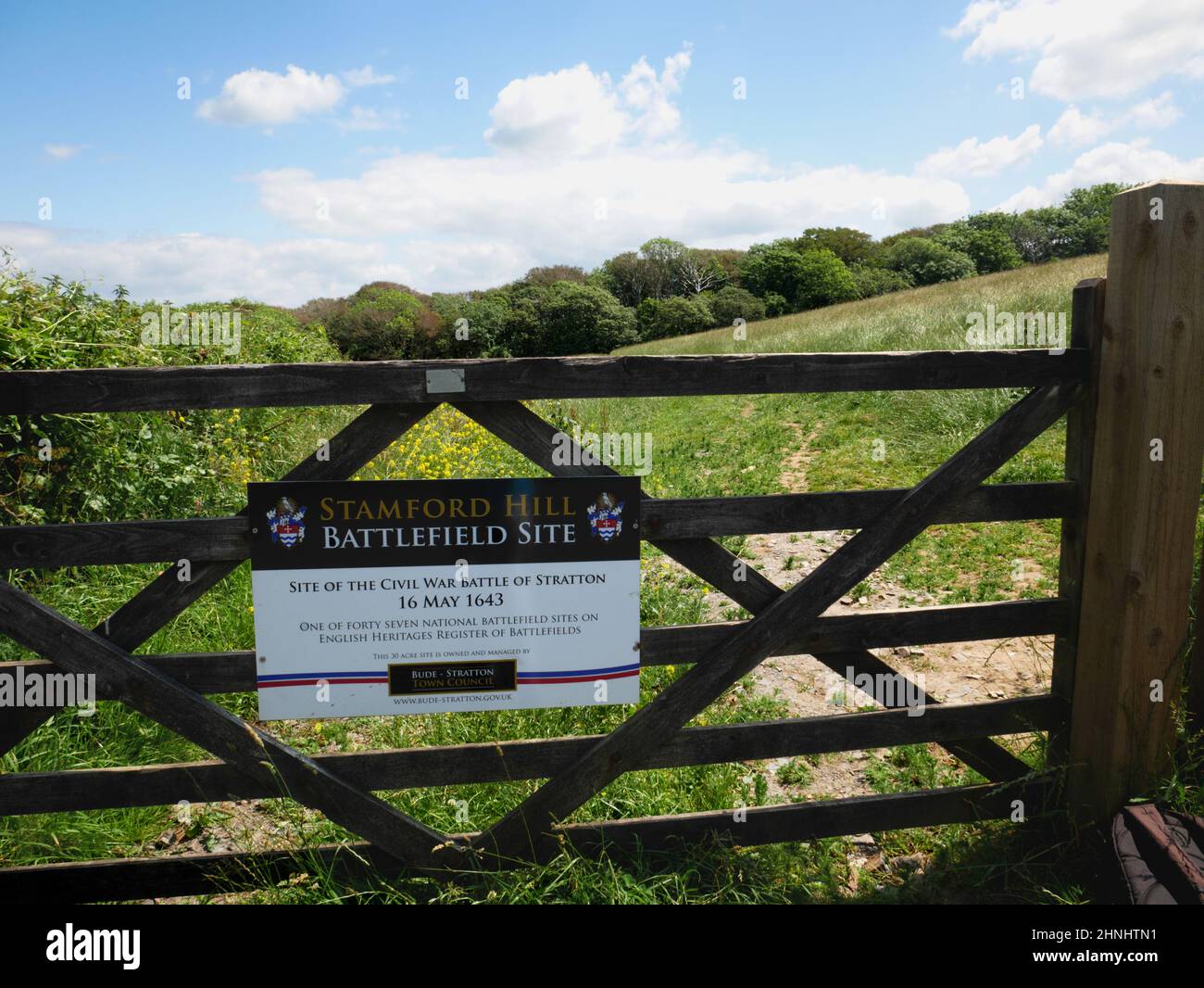 Site de la bataille de Stratton, Stamford Hill, Bude, Cornwall. Banque D'Images