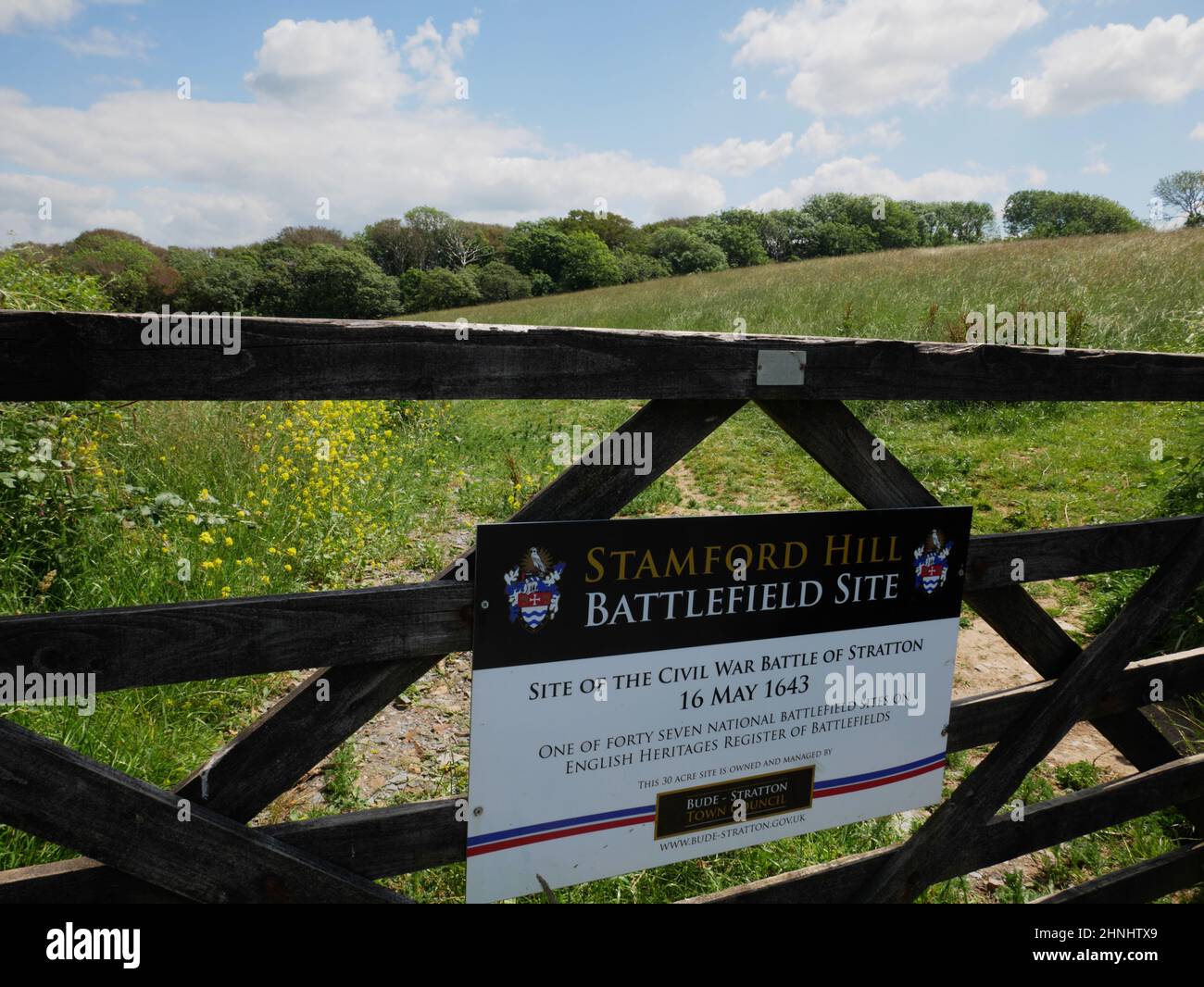 Site de la bataille de Stratton, Stamford Hill, Bude, Cornwall. Banque D'Images