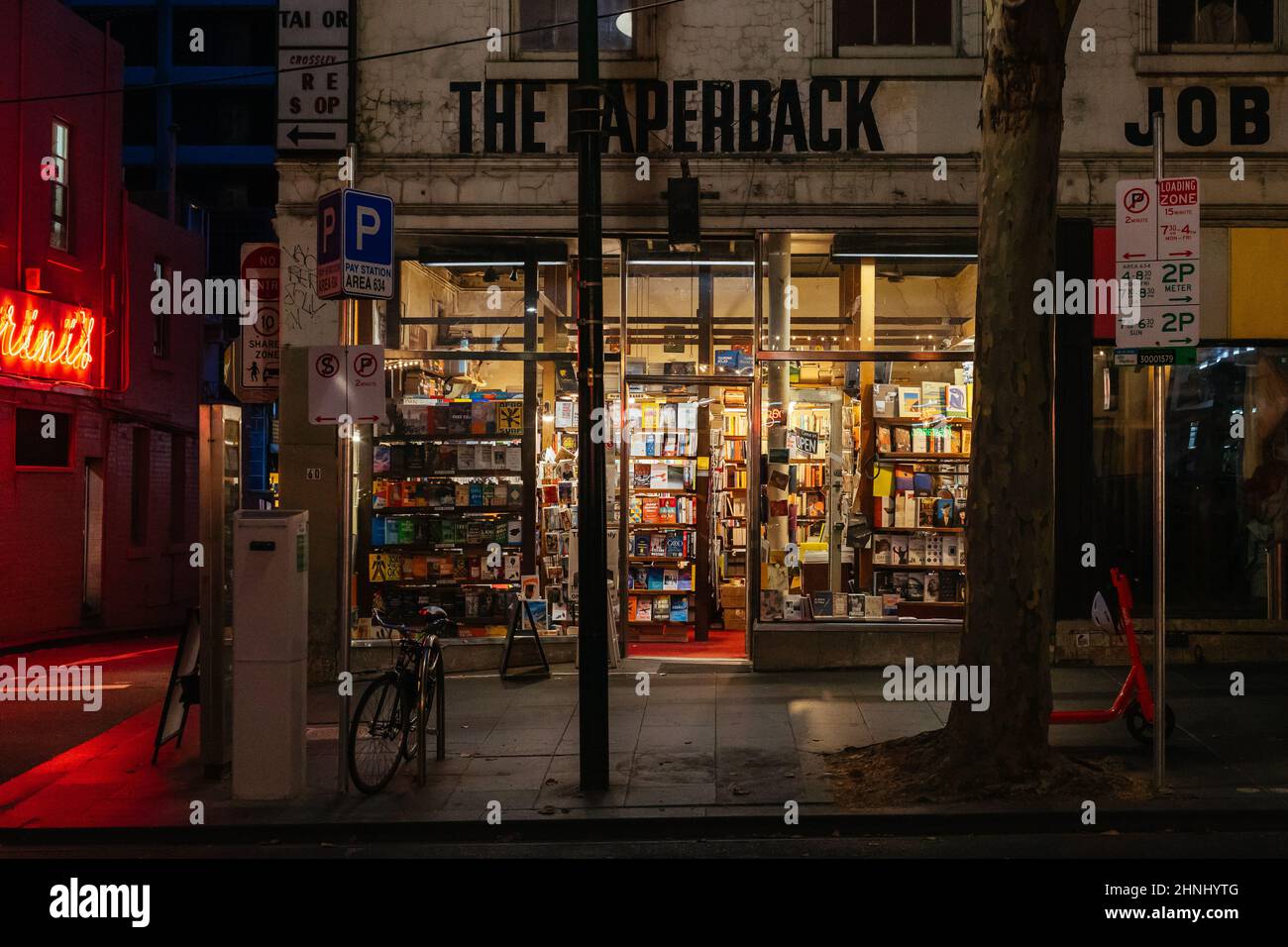 Melbourne Street Scene de nuit en Australie Banque D'Images