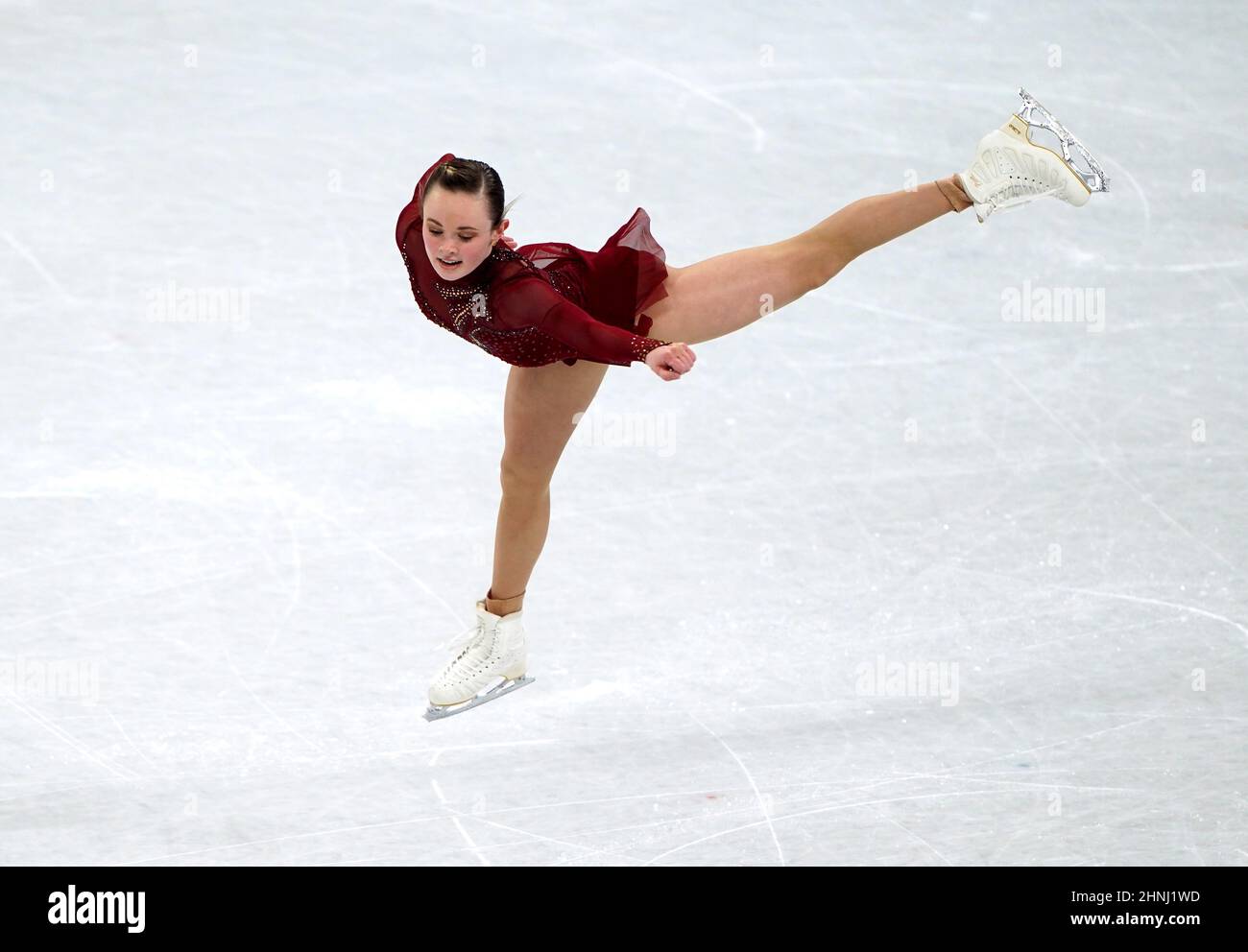 Mariah Bell des États-Unis d'Amérique pendant le patinage féminin unique - Patinage gratuit le 11 e jour des Jeux Olympiques d'hiver de 2022 à Beijing au stade intérieur de la capitale, Beijing. Date de la photo : jeudi 17 février 2022. Banque D'Images