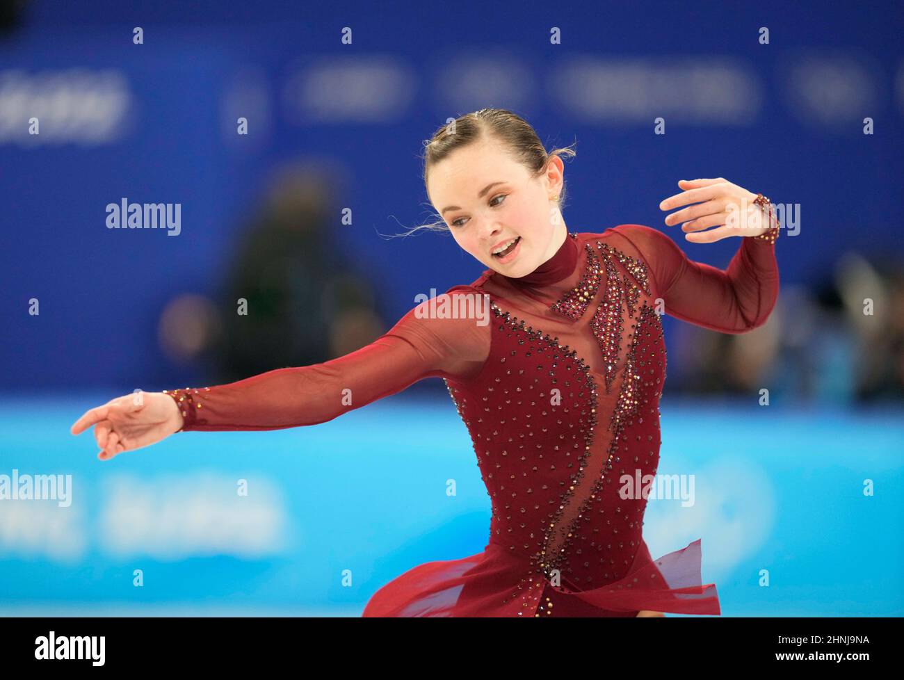 Beijing, Chine, Jeux olympiques d'hiver de 2022, 17 février 2022 : Mariah Bell des États-Unis pendant le patinage artistique au stade intérieur Capital. Prix Kim/CSM. Banque D'Images