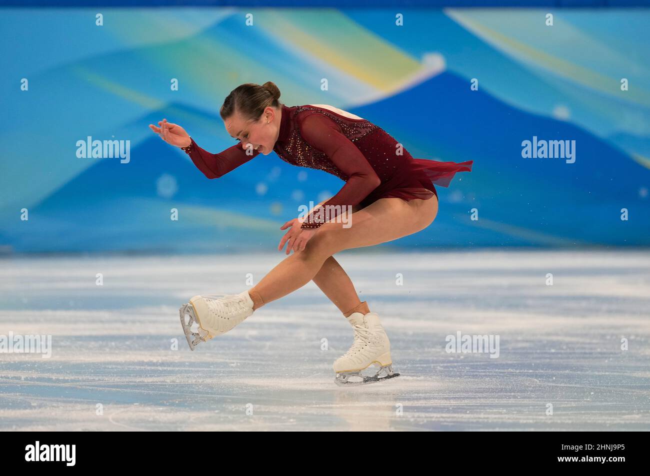 Beijing, Chine, Jeux olympiques d'hiver de 2022, 17 février 2022 : Mariah Bell des États-Unis pendant le patinage artistique au stade intérieur Capital. Prix Kim/CSM. Banque D'Images