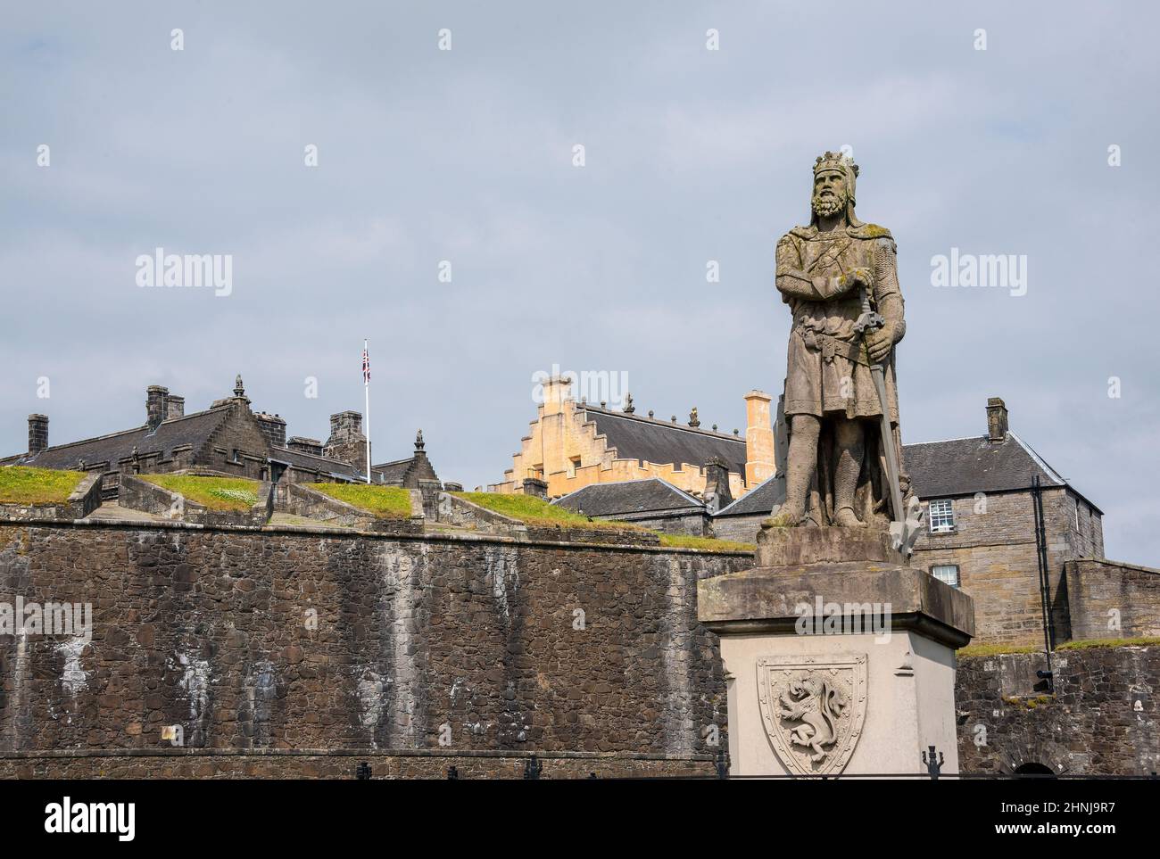 Robert la statue de Bruce, entrée extérieure du château de Stirling, Écosse. Banque D'Images