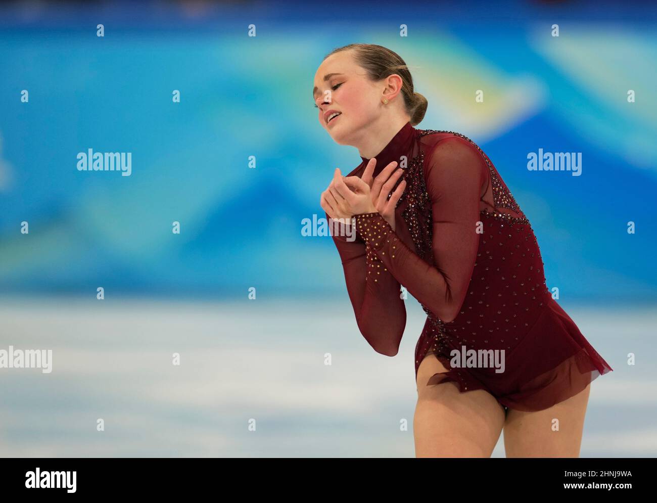 Beijing, Chine, Jeux olympiques d'hiver de 2022, 17 février 2022 : Mariah Bell des États-Unis pendant le patinage artistique au stade intérieur Capital. Prix Kim/CSM. Banque D'Images