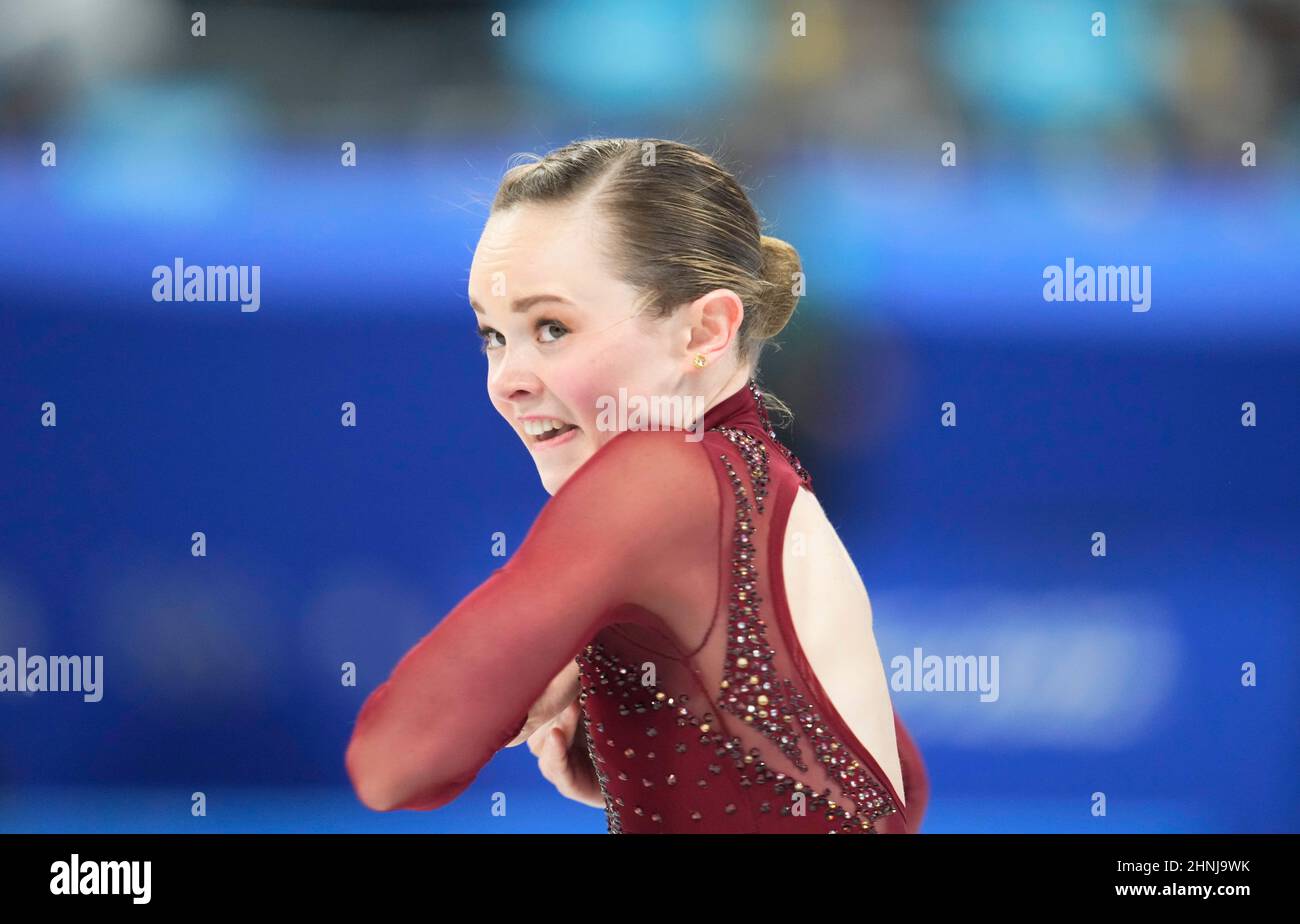 Beijing, Chine, Jeux olympiques d'hiver de 2022, 17 février 2022 : Mariah Bell des États-Unis pendant le patinage artistique au stade intérieur Capital. Prix Kim/CSM. Banque D'Images