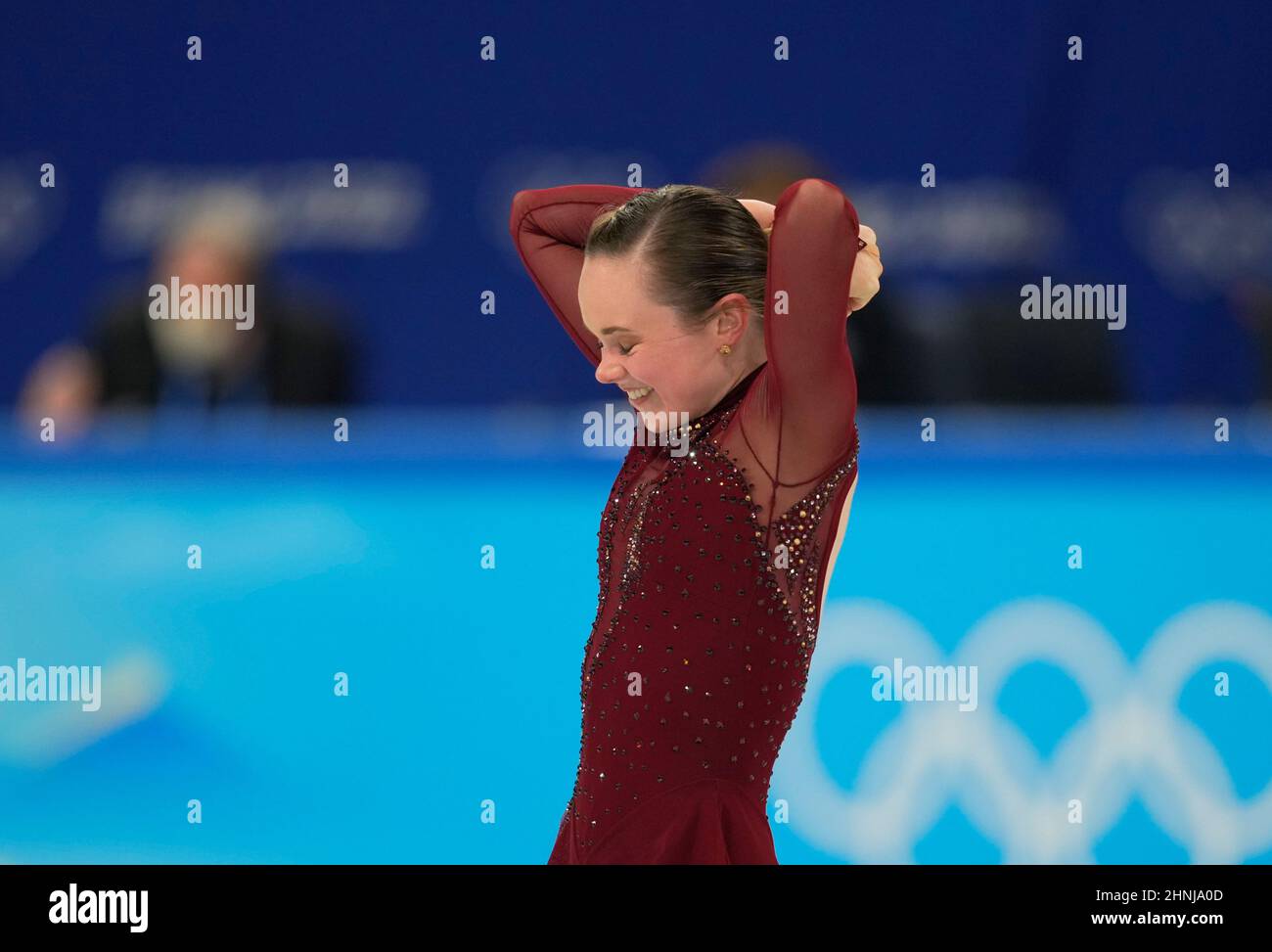 Beijing, Chine, Jeux olympiques d'hiver de 2022, 17 février 2022 : Mariah Bell des États-Unis pendant le patinage artistique au stade intérieur Capital. Prix Kim/CSM. Banque D'Images