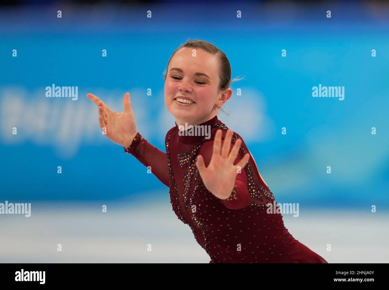 Beijing, Chine, Jeux olympiques d'hiver de 2022, 17 février 2022 : Mariah Bell des États-Unis pendant le patinage artistique au stade intérieur Capital. Prix Kim/CSM. Banque D'Images