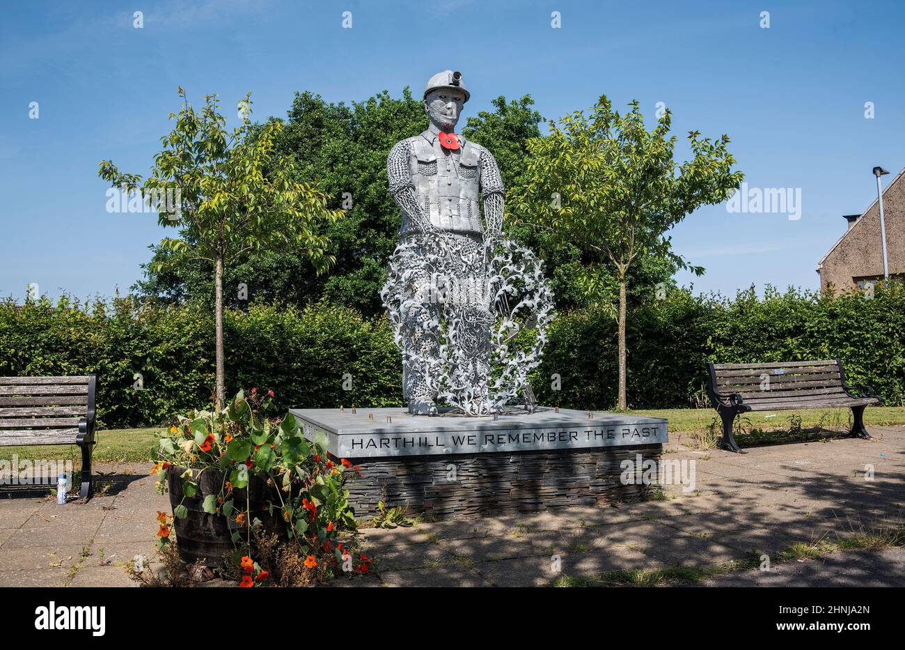 Sculpture commémorative de Miner à Harthill Lanarkshire, Écosse. Banque D'Images