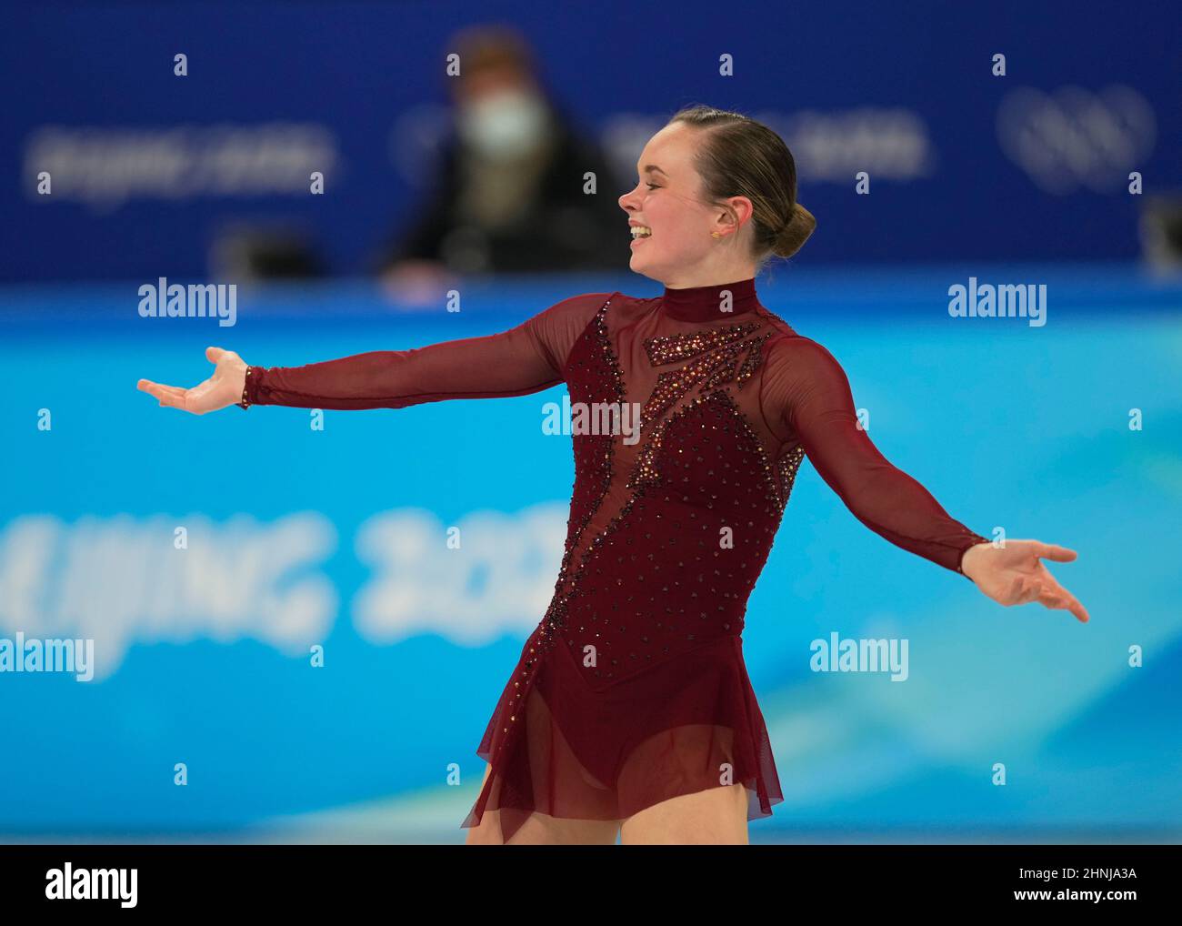 Beijing, Chine, Jeux olympiques d'hiver de 2022, 17 février 2022 : Mariah Bell des États-Unis pendant le patinage artistique au stade intérieur Capital. Prix Kim/CSM. Banque D'Images