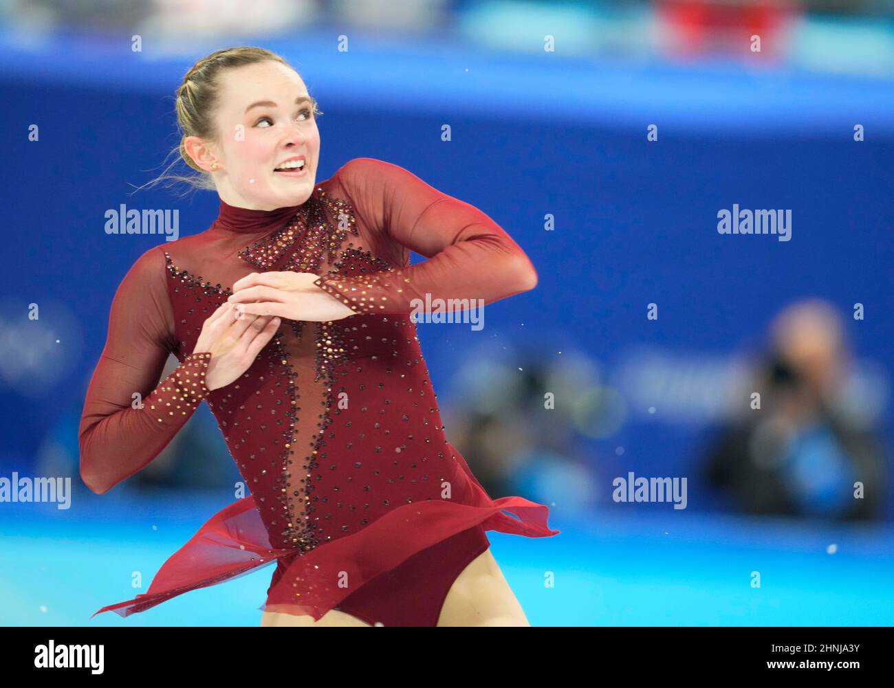 Beijing, Chine, Jeux olympiques d'hiver de 2022, 17 février 2022 : Mariah Bell des États-Unis pendant le patinage artistique au stade intérieur Capital. Prix Kim/CSM. Banque D'Images