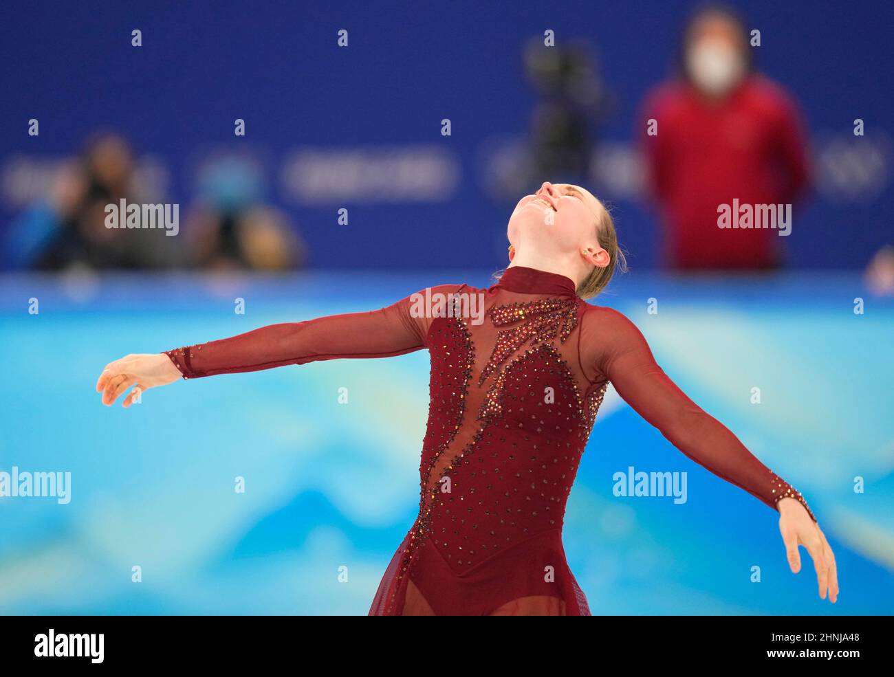 Beijing, Chine, Jeux olympiques d'hiver de 2022, 17 février 2022 : Mariah Bell des États-Unis pendant le patinage artistique au stade intérieur Capital. Prix Kim/CSM. Banque D'Images