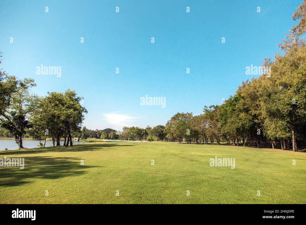 terrain de golf green way pour l'arrière-plan. Le golf est un sport de plein air célèbre et utilise beaucoup de terres et d'arbres. Banque D'Images