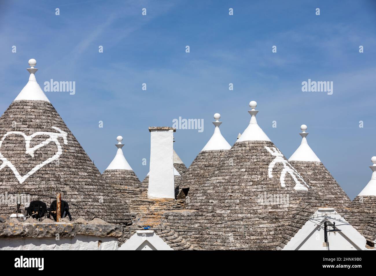 Toit en pierre de la maison Trulli à Alberobello, Italie. Banque D'Images