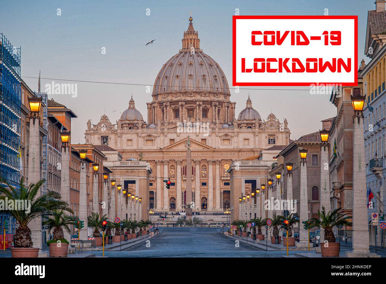 Concept de l'éclusage du coronavirus en Italie et dans la Cité du Vatican Banque D'Images