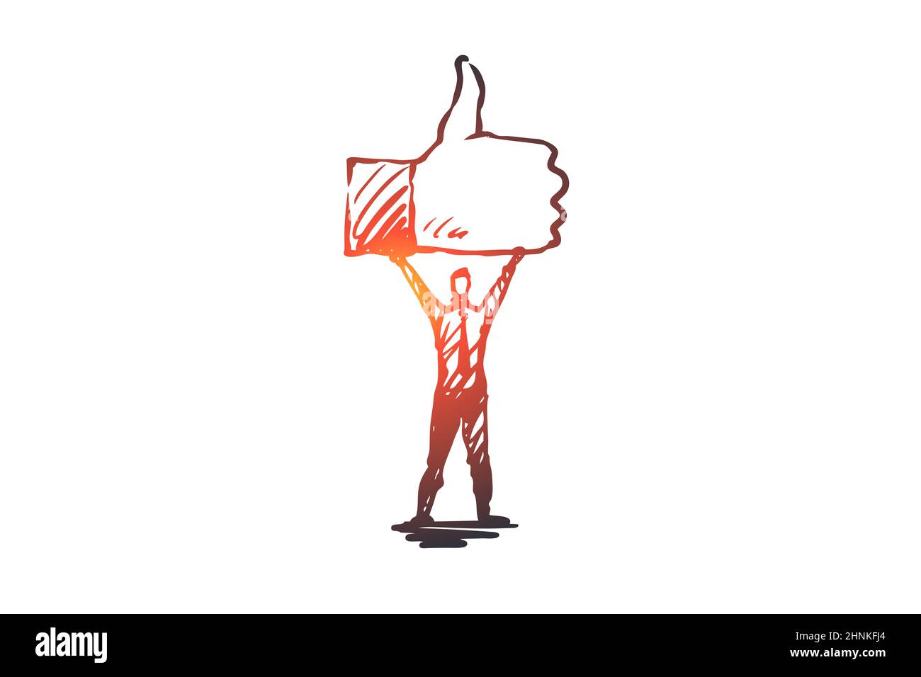 Comme, Symbol, Good, Network, Finger concept. Vecteur isolé tracé à la main. Banque D'Images