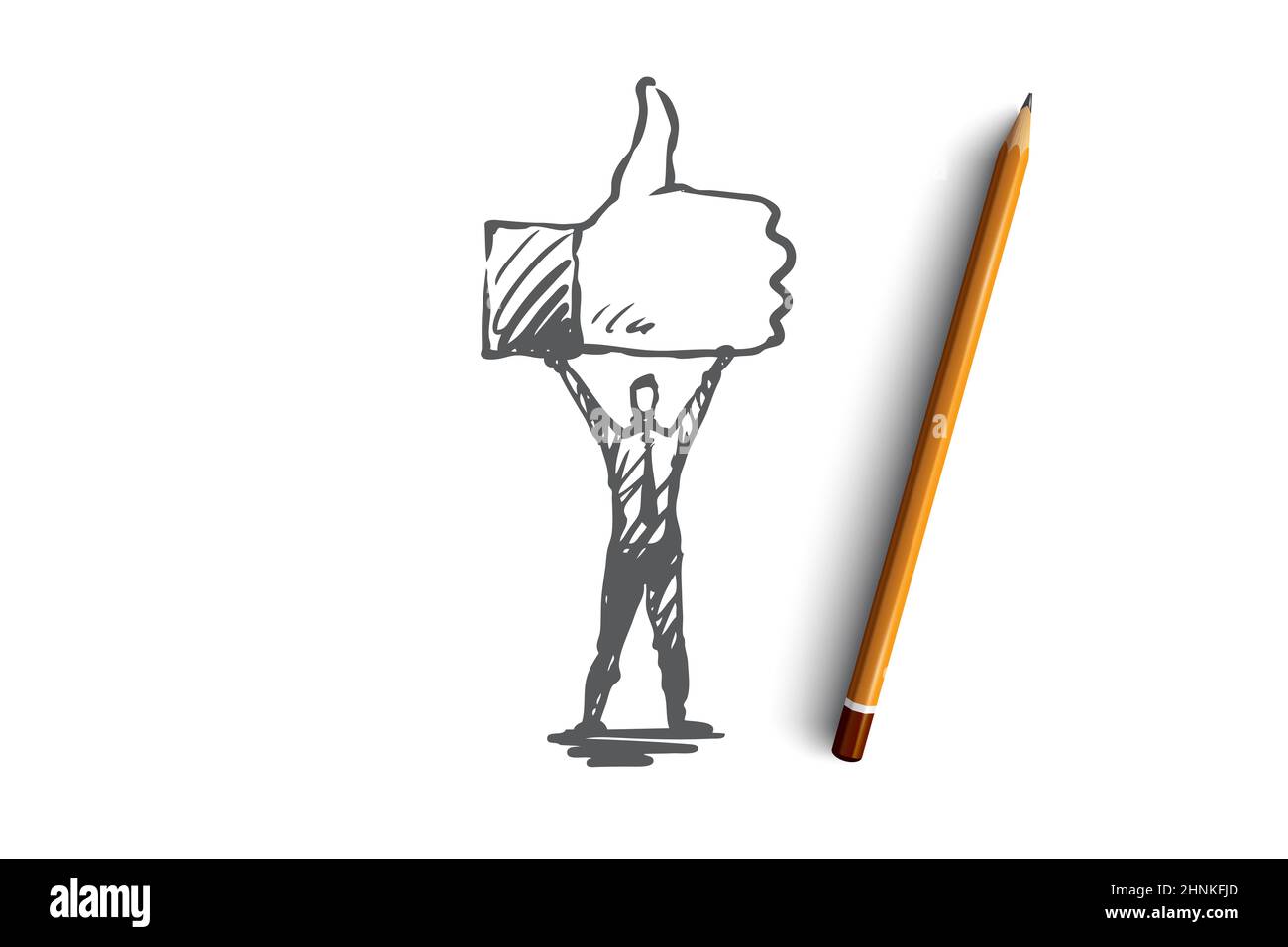 Comme, Symbol, Good, Network, Finger concept. Vecteur isolé tracé à la main. Banque D'Images