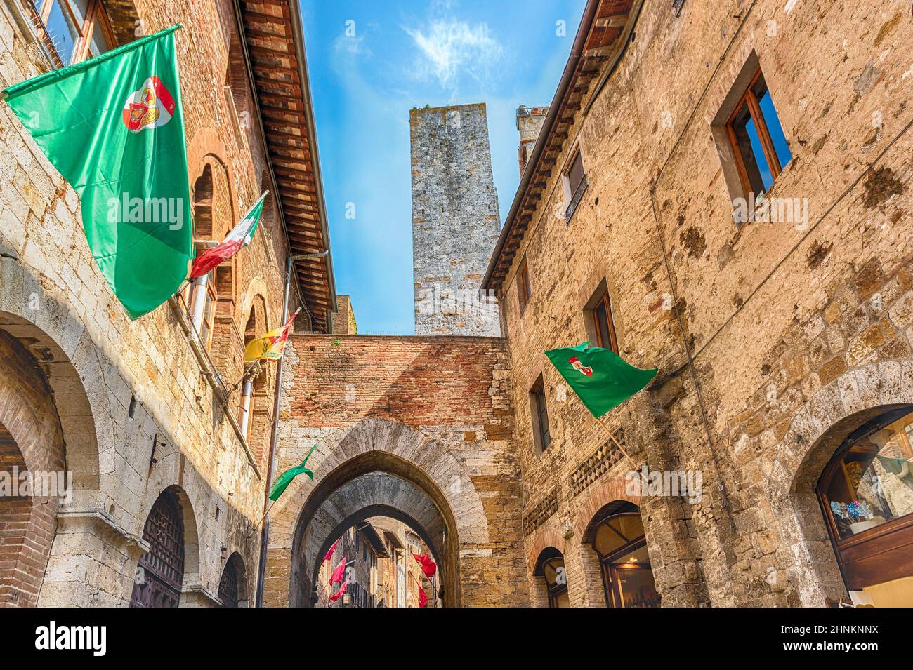 L'architecture médiévale de San Gimignano, ville emblématique de l'Italie Banque D'Images