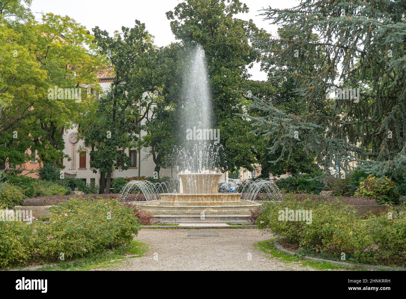 Détail paysage de la fontaine en time lapse à Rovigo, Italie Banque D'Images