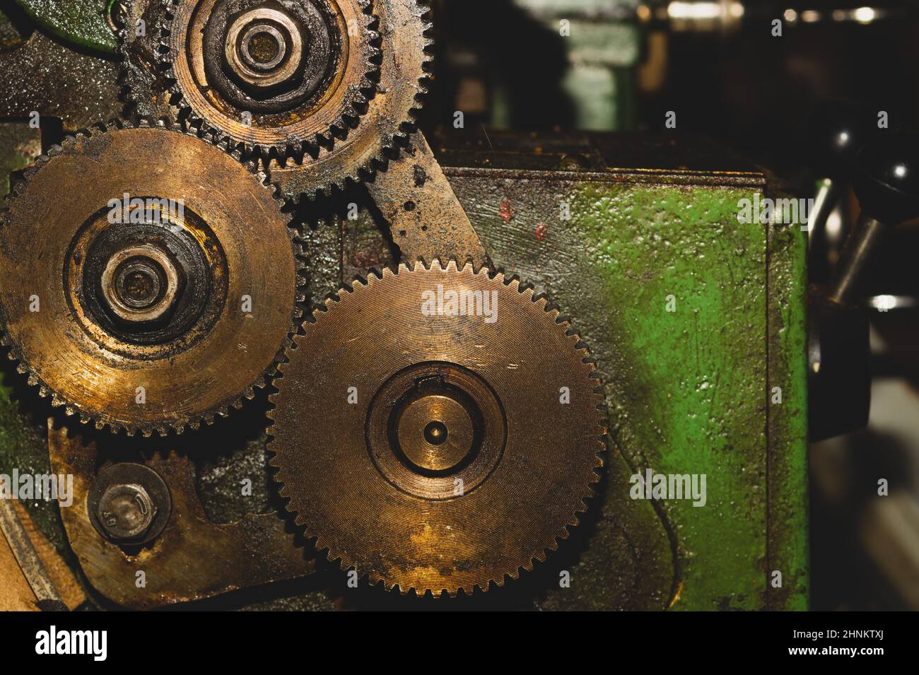 Engrenages de machine industrielle. Détail du mécanisme. Anciennes roues dentées de machine Banque D'Images