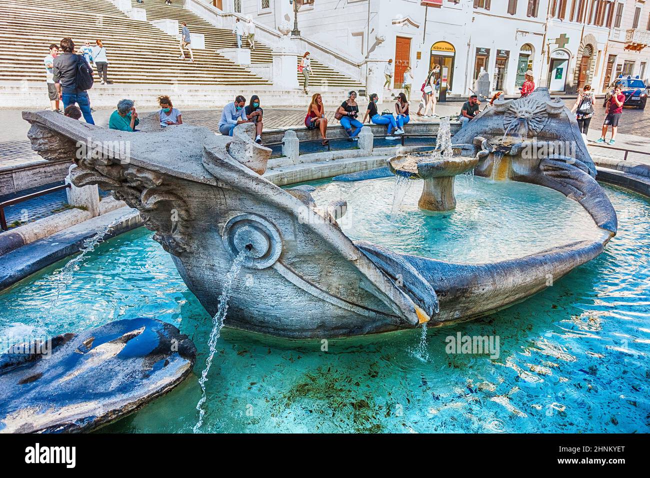 La Fontana della Barcacia, site emblématique de Rome, en Italie Banque D'Images