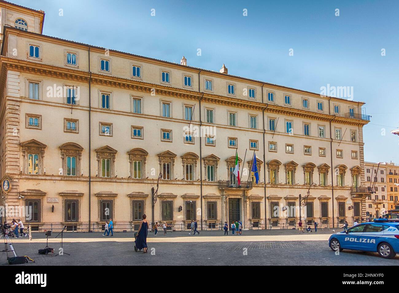 Façade du Palazzo Chigi, bâtiment emblématique dans le centre de Rome, Italie Banque D'Images