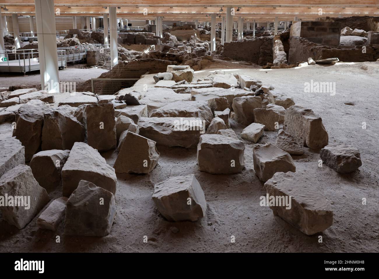 Akrotiri, site d'excavation d'une colonie de l'âge de bronze minoen sur l'île grecque de Santorini Banque D'Images
