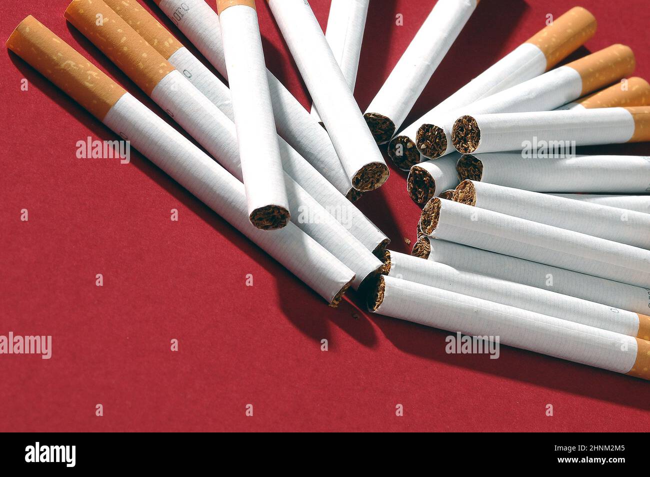 différents types de cigarettes sur fond blanc Banque D'Images