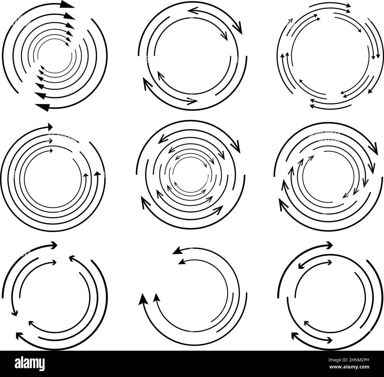 Circulaire aléatoire, élément de flèche de cycle. Spirale, rotation ...