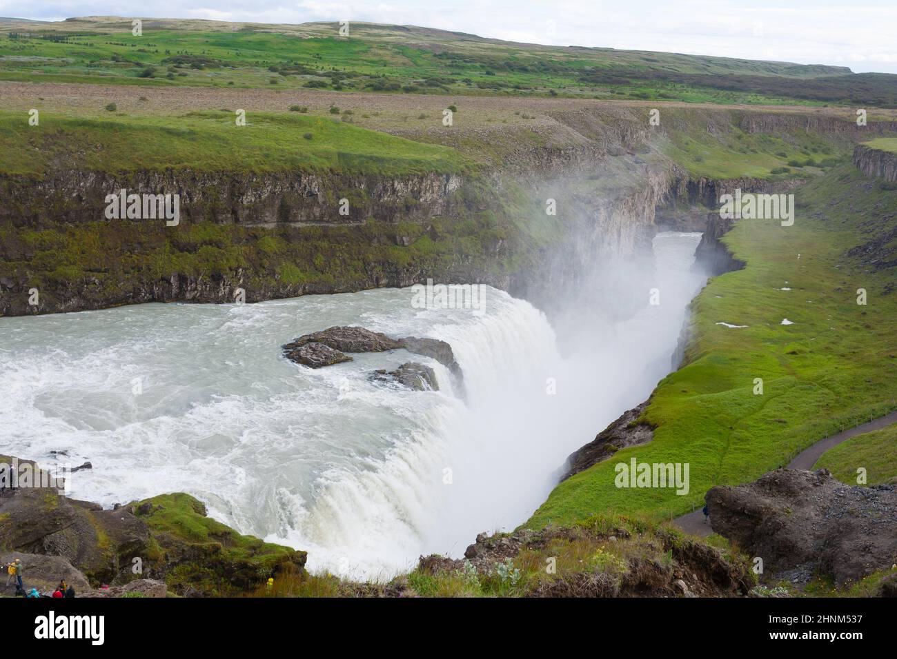 Gullfoss tombe en été vue, Islande Banque D'Images