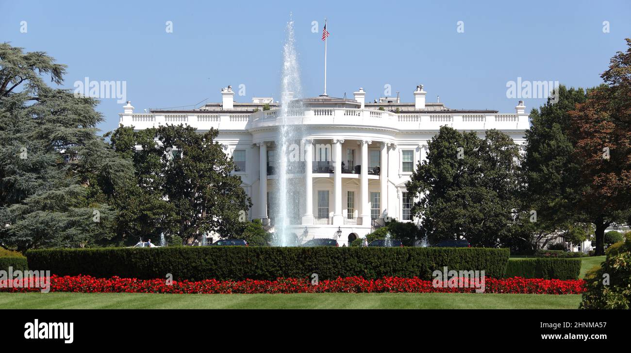 South Portico et Truman Balcony of the White House Washington DC Banque D'Images