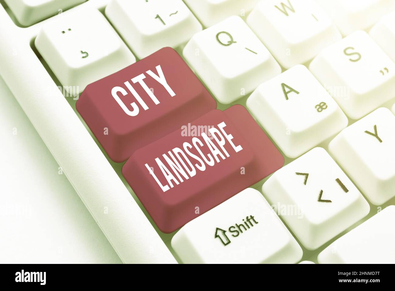 Inspiration montrant le paysage de la ville signe, photo conceptuelle des aspects physiques d'une ville ou d'une zone urbaine offrant des leçons de dactylographie de vitesse et Banque D'Images