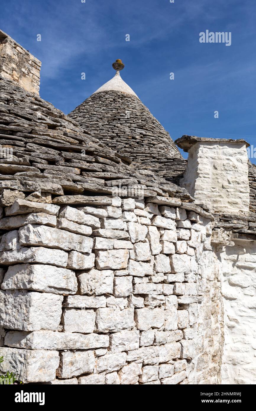 Toit en pierre de la maison Trulli à Alberobello, Italie. Banque D'Images