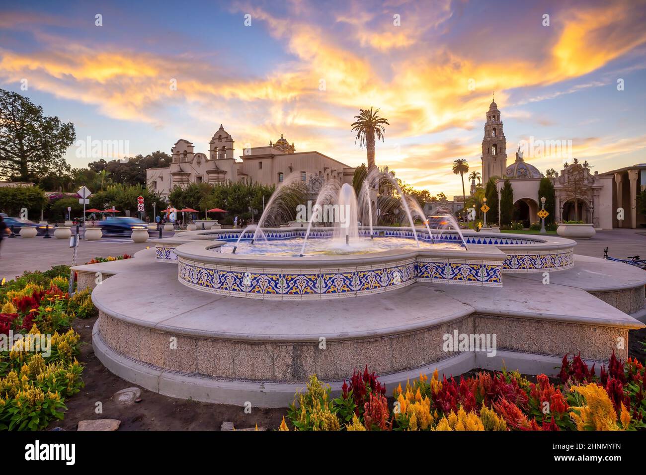 Parc public de San Diego Balboa au coucher du soleil en Californie Banque D'Images