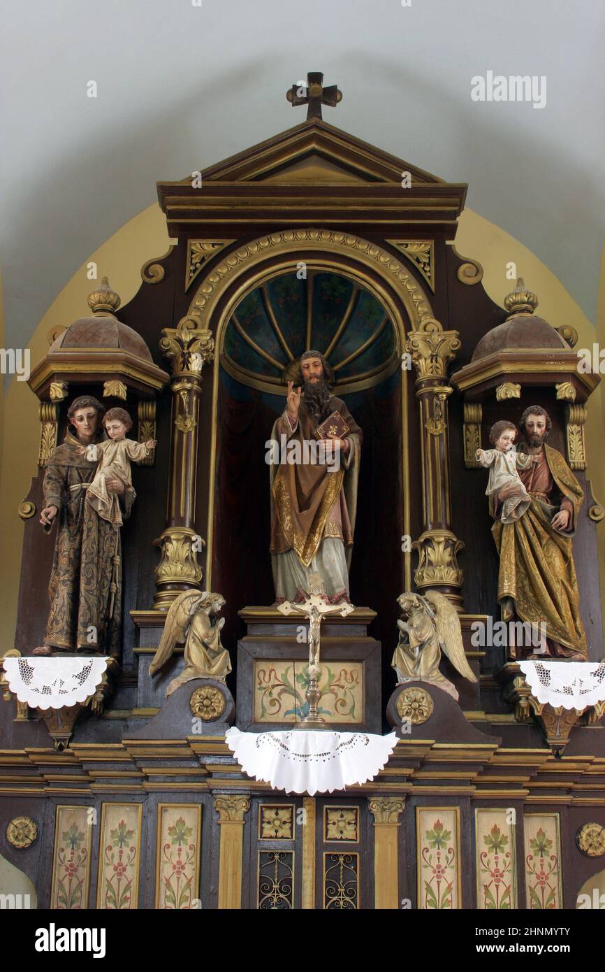 Saint Valentin, autel dans l'église Saint-Martin à Breznicki Hum, Croatie Banque D'Images