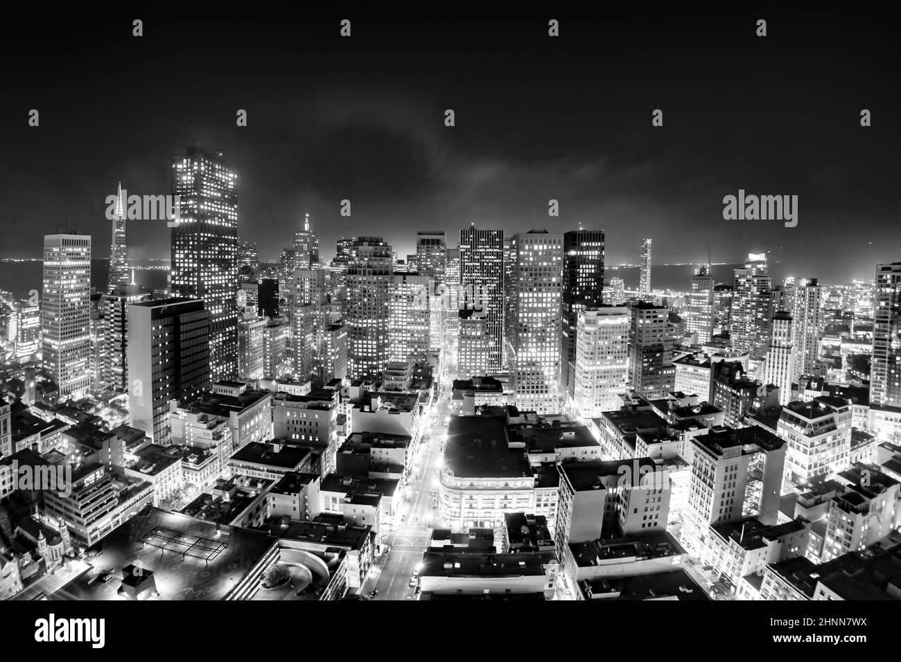 Antenne de San Francisco de nuit Banque D'Images