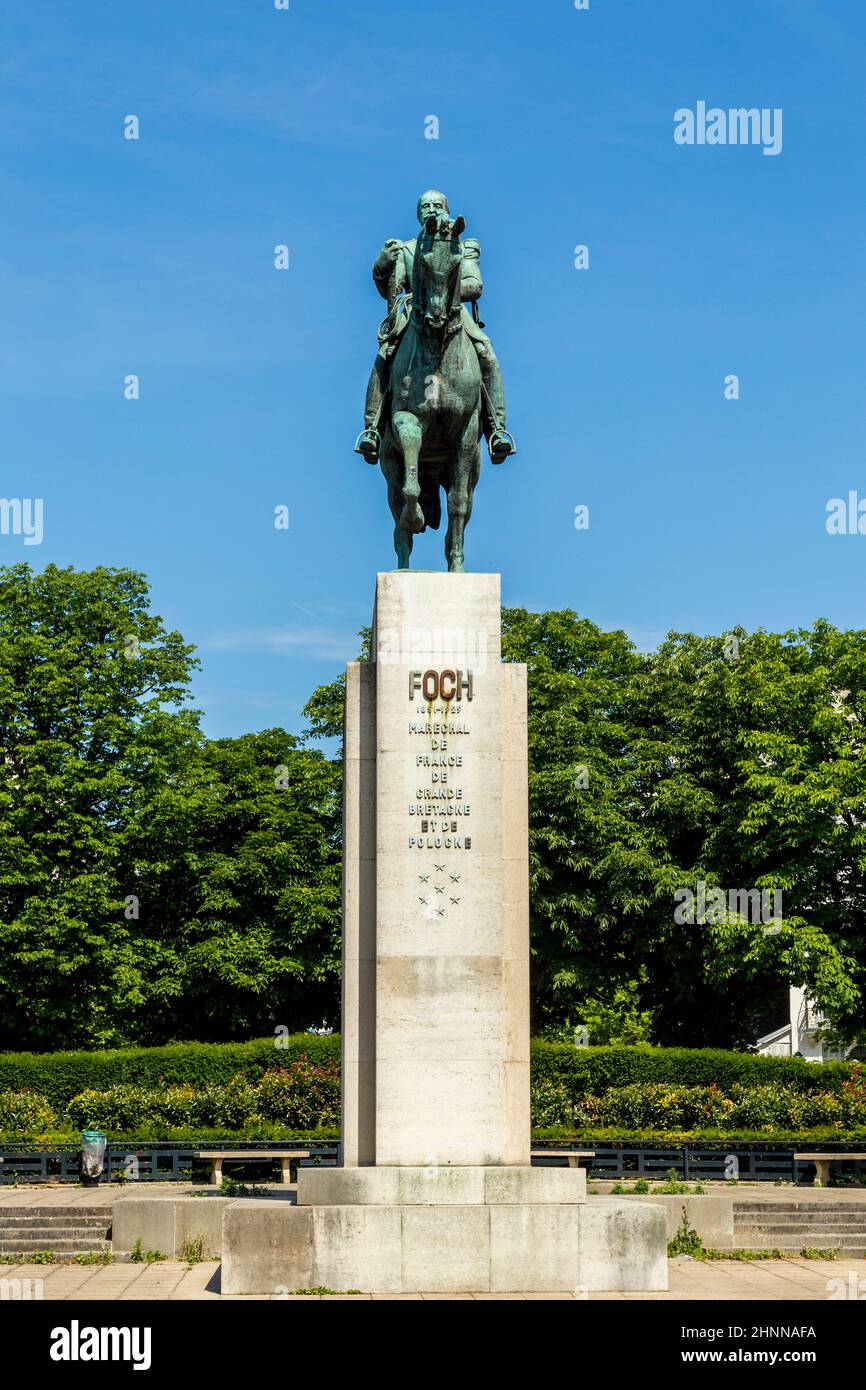 Statue de Ferdinabd Foch créée par Wlérick et Raymond. Cette statue a été clairement inspirée par la statue de Marcus Aurelius à Rome Banque D'Images